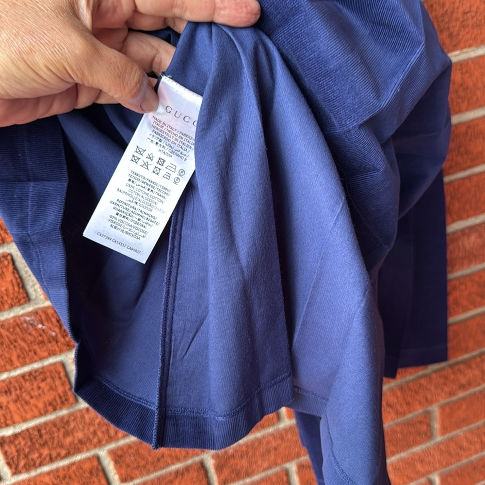 Gucci girl dress RIBBON CORDUROY short sleeve blue NWT - Picture 8 of 9